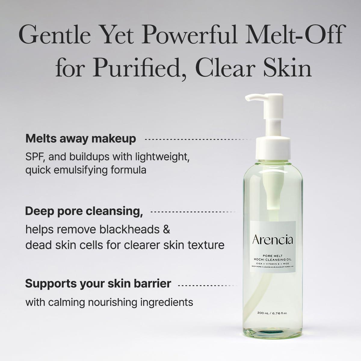 image:imageARENCIA Pore Melt Mochi MakeupRemoving Cleansing Oil NonComedogenic Rice Amino Acids HD Vitamin E Cica amp Ceramide 676 fl oz