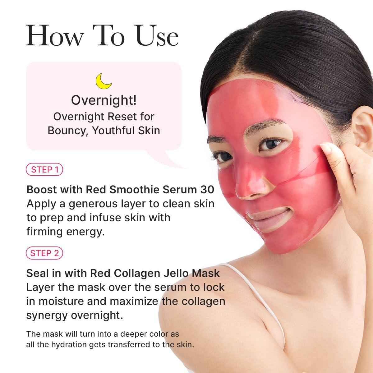 image:imageARENCIA Red Collagen Jello Mask Plump amp Hydrating x 4ea Overnight Hydrogel Mask for Dry Mature Skin Packed with Collagen 5 Peptides 2 Niacinamide