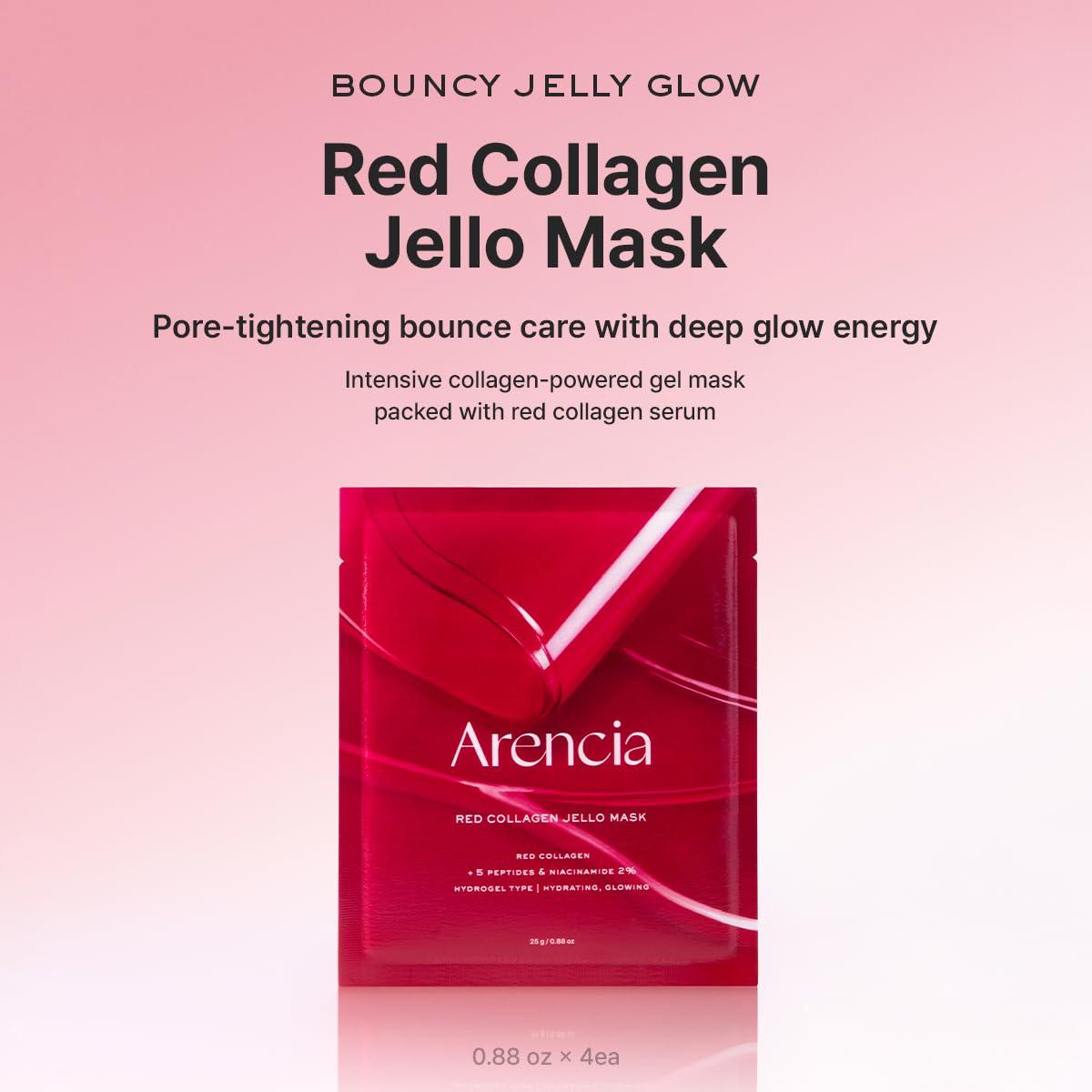 image:imageARENCIA Red Collagen Jello Mask Plump amp Hydrating x 4ea Overnight Hydrogel Mask for Dry Mature Skin Packed with Collagen 5 Peptides 2 Niacinamide
