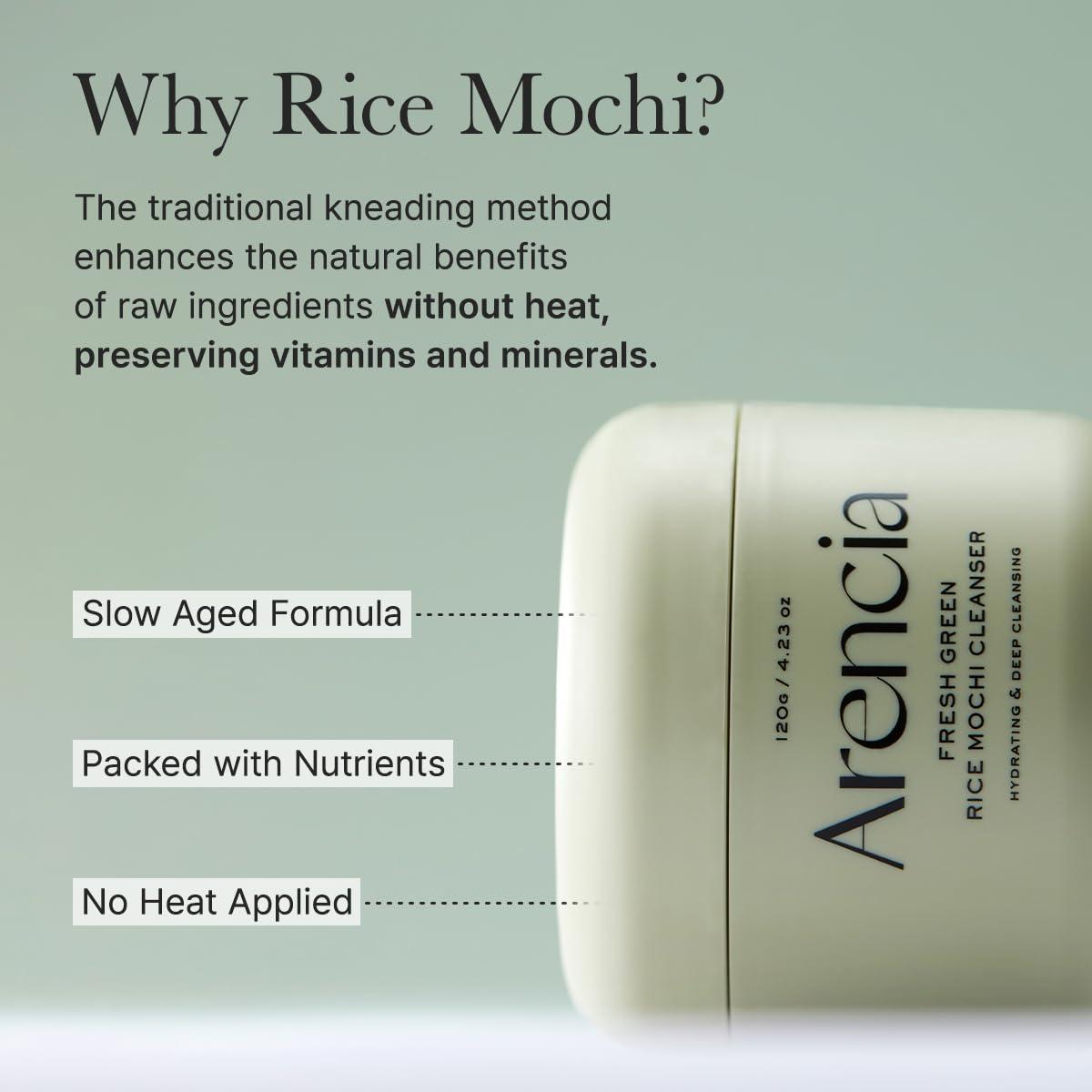 image:imageArencia Rosehip Brightening Rice Mochi Face Cleanser amp Daily Scrub Moisturizing Exfoliating amp DeepCleansing All Skin Types with Rice Powder amp Rice Water 423ozGreen