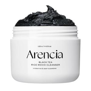 Arencia Rosehip Brightening Rice Mochi Face Cleanser & Daily Scrub – Moisturizing, Exfoliating & Deep-Cleansing – All Skin Types with Rice Powder & Rice Water (4.23oz)(Black)
