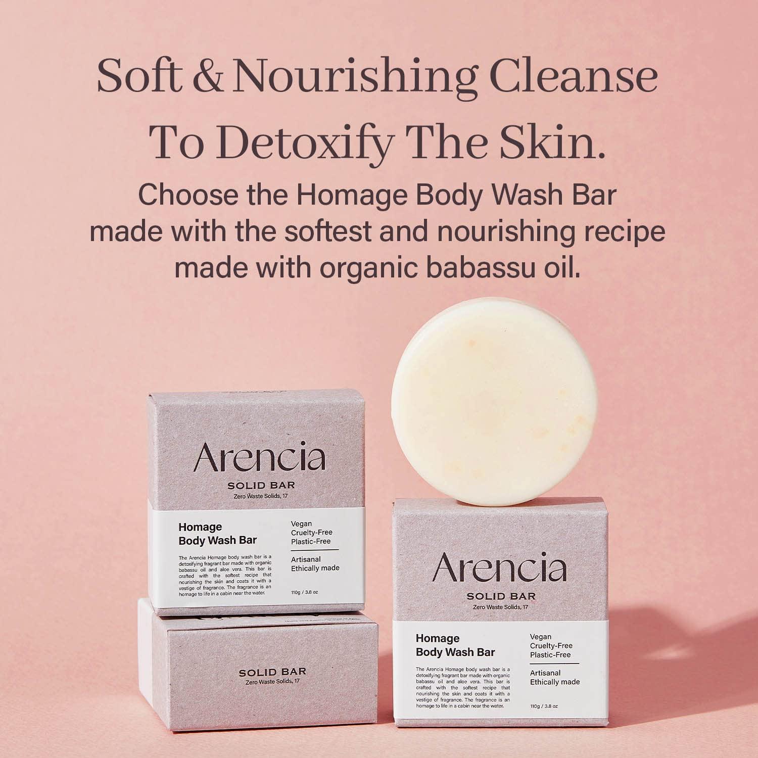 image:imageARENCIA Homage Natual Body Soap Bar for Softer Skin Jojoba Oil Castor Oil for Soothing Hydrating Body and Facial Cleanser PlasticFree Ecofriendly Vegan SustainableHomage