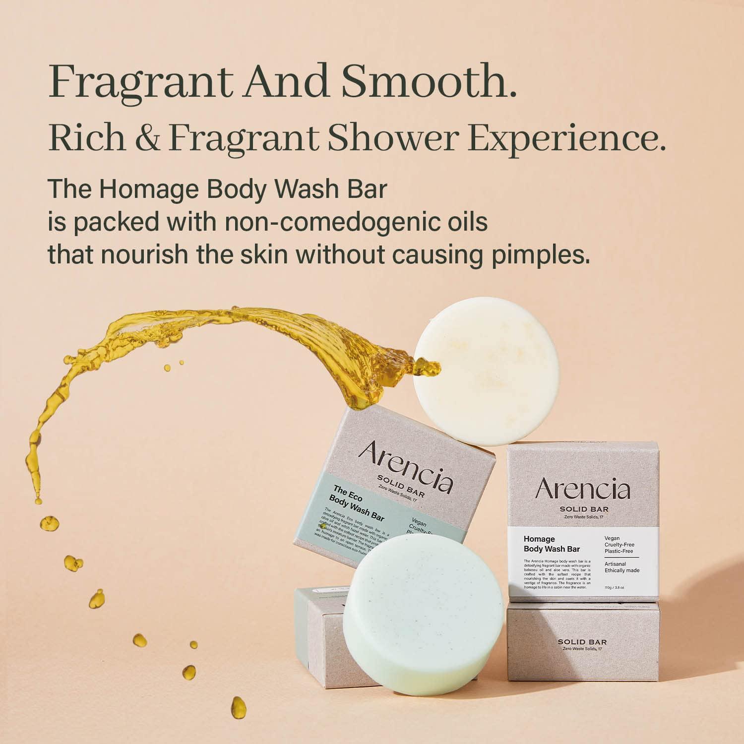 image:imageARENCIA Homage Natual Body Soap Bar for Softer Skin Jojoba Oil Castor Oil for Soothing Hydrating Body and Facial Cleanser PlasticFree Ecofriendly Vegan SustainableHomage