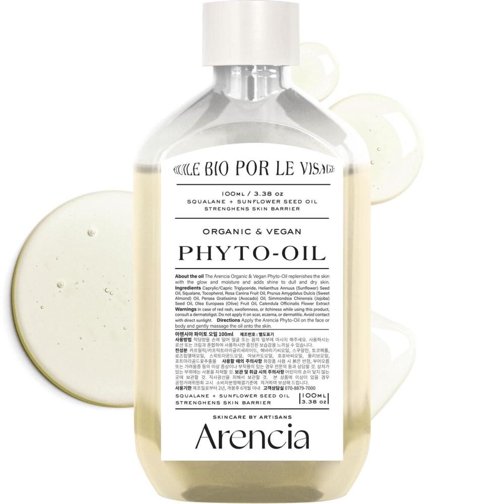 image:imageARENCIA Vegan Body amp Face Oil Infusing Organic Jojoba Oil Sunflower Seed Oil and Squalane for Soft Glossy and Glass Skin  Hydrating Massage Oil Extra Dry amp Sensitive Skin Moisturizer