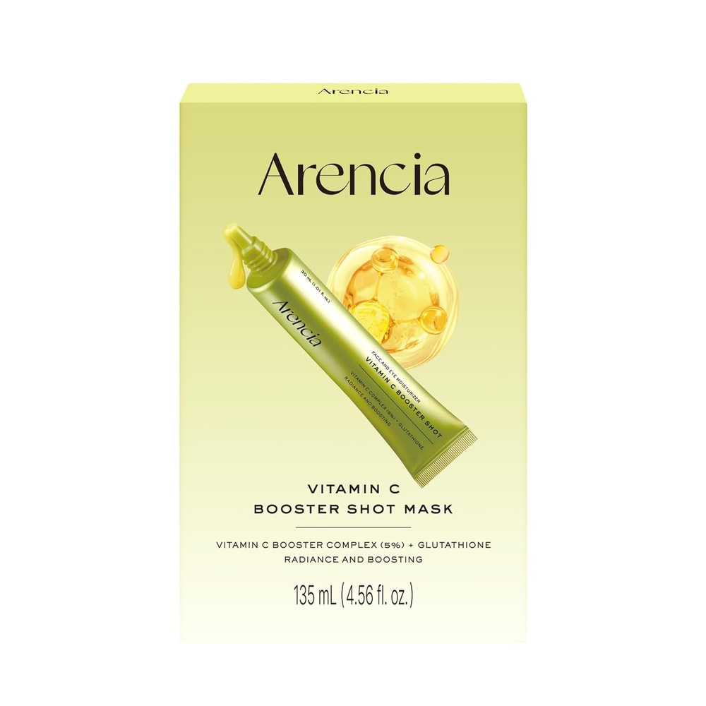 image:imageARENCIA Vitamin C Booster Sheet Mask Hydrating Face Mask with Glutathione amp Niacinamide Supports EvenLooking Skin Tone amp Smooth Texture 5 Sheets
