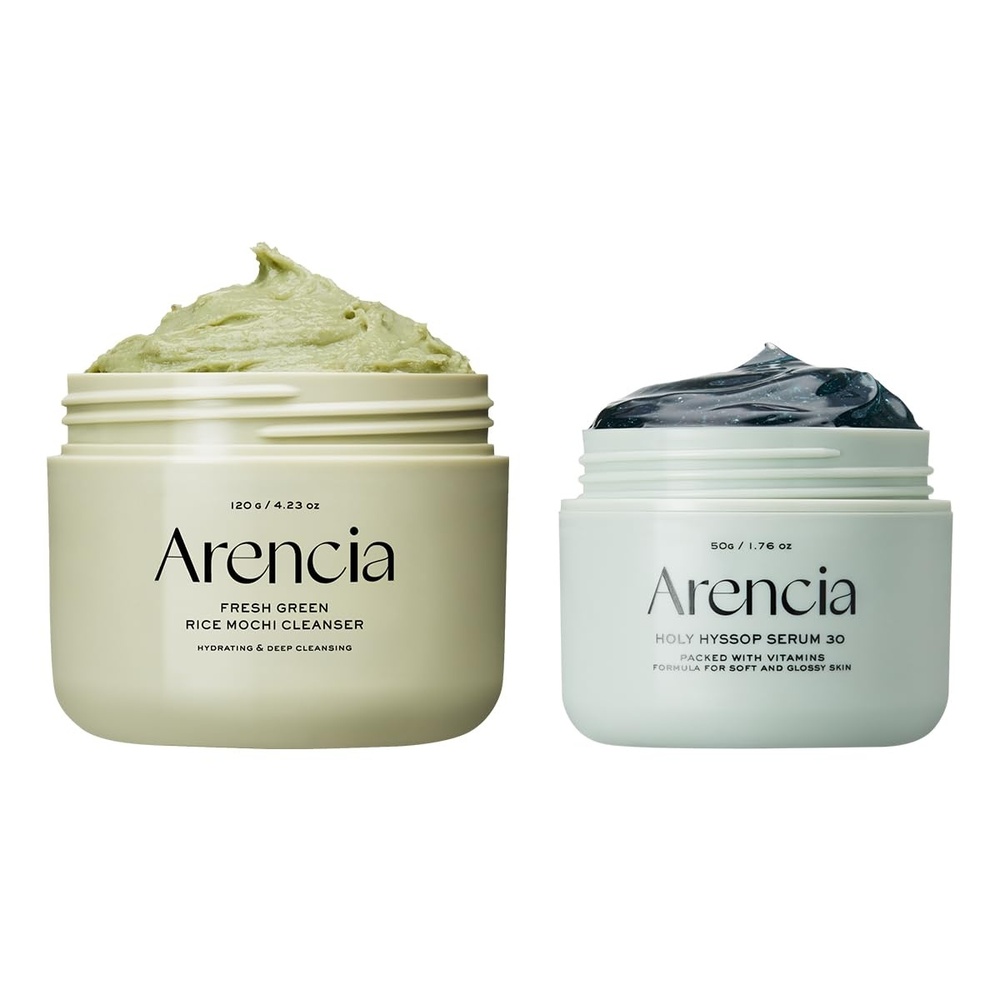 image:imageArencia Glass Skin Care Duo Korean Rice Mochi Facial Cleanser  Glow Hyssop Overnight Mask Serum