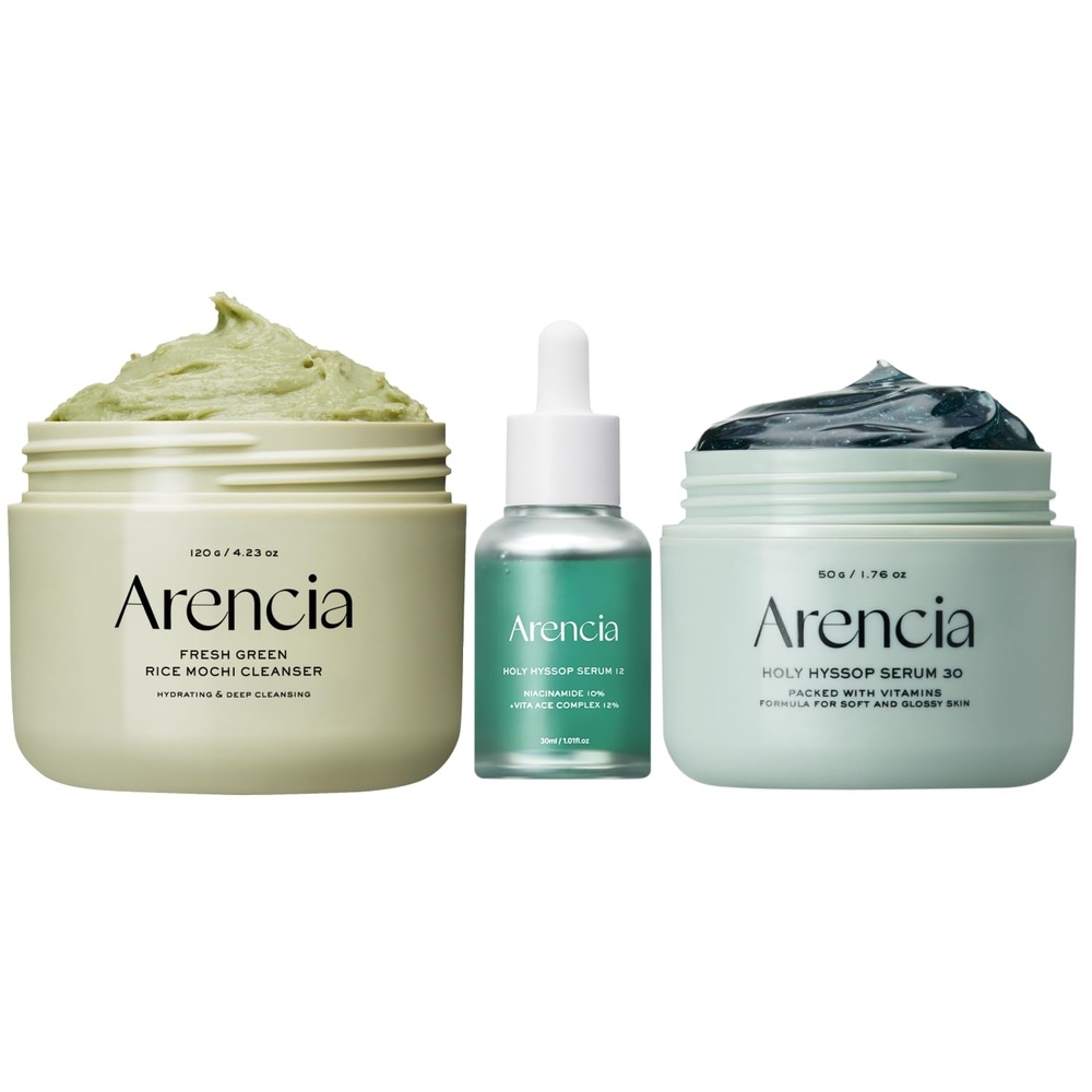 image:imageArencia Glass Skin Starter Trio  Spotless Skin Routine Korean Rice Mochi Facial Cleanser  Glow Hyssop Overnight Mask Serum  Hyssop serum 12